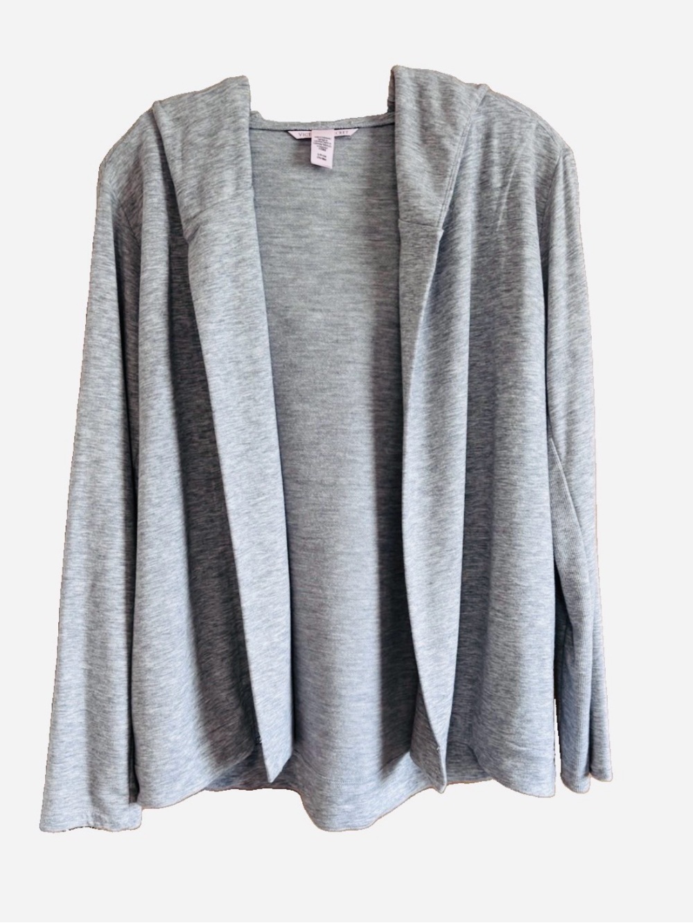 Victoria’s Secret Gray Hooded Open Jersey Cardigan Pockets Small